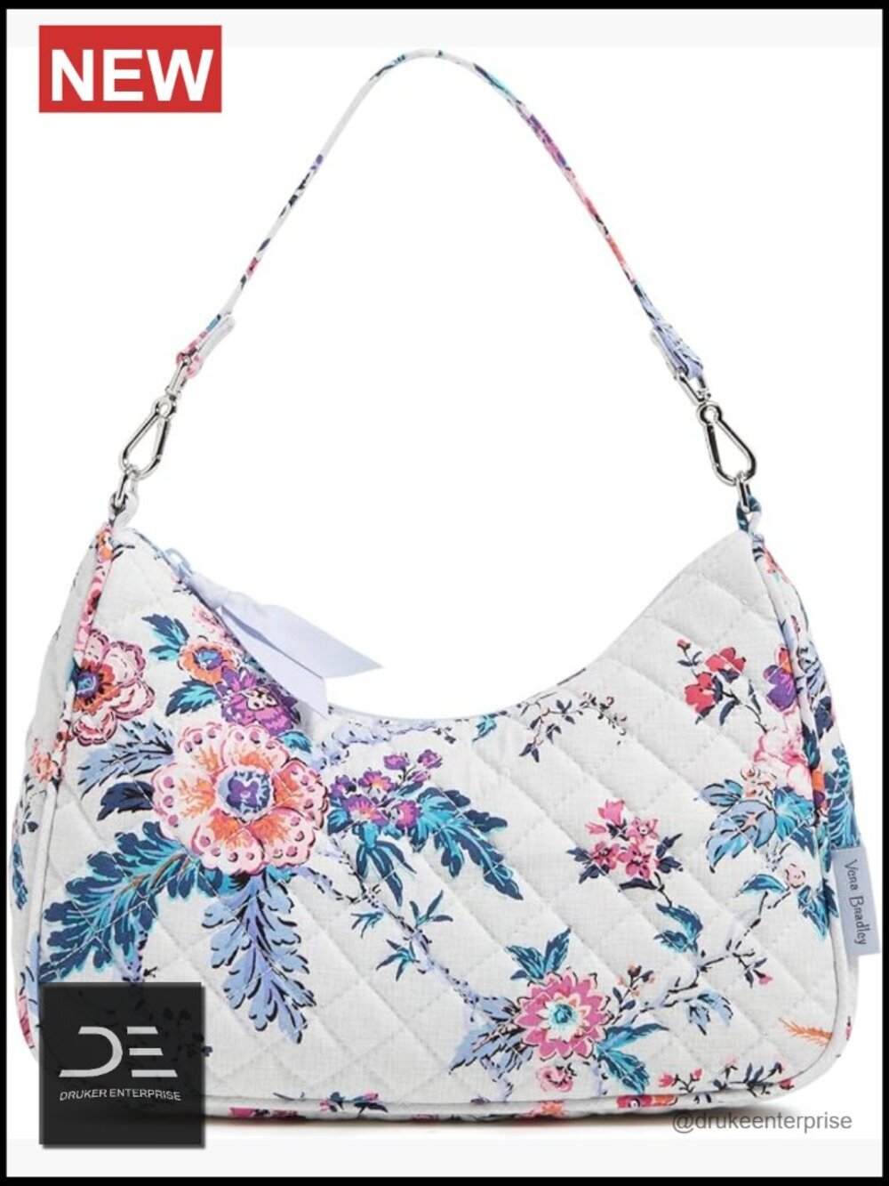 Quilted Cotton Mini Crescent Crossbody Purse with Adjustable Strap